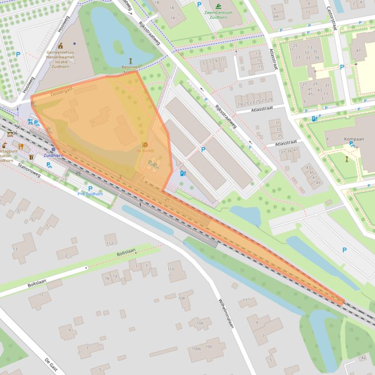 Kaart van postcodegebied 9801AK.