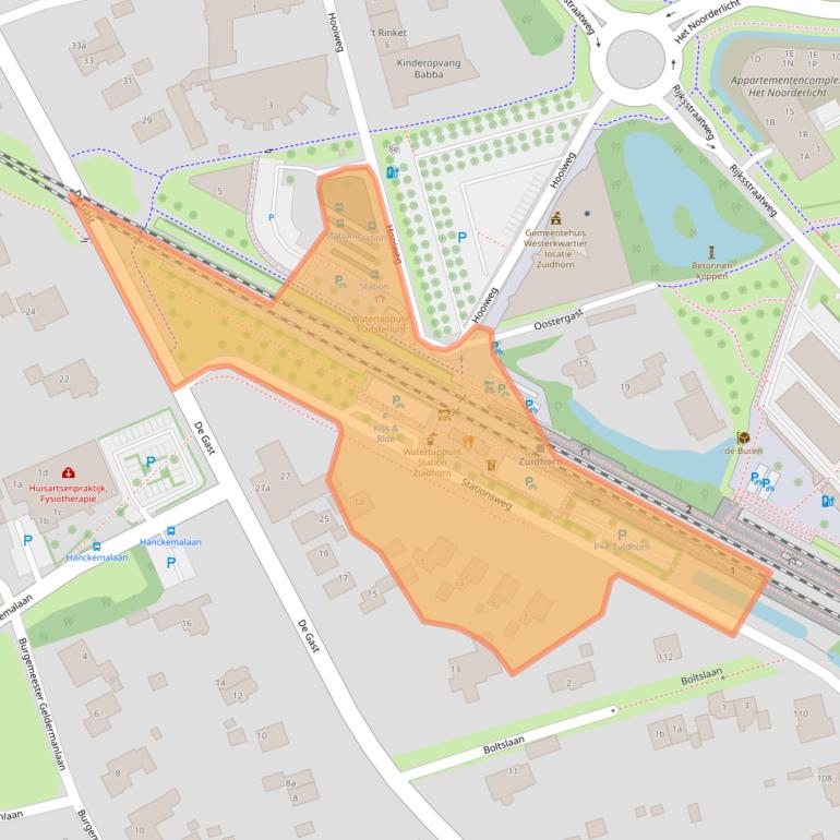 Kaart van postcodegebied 9801BA.