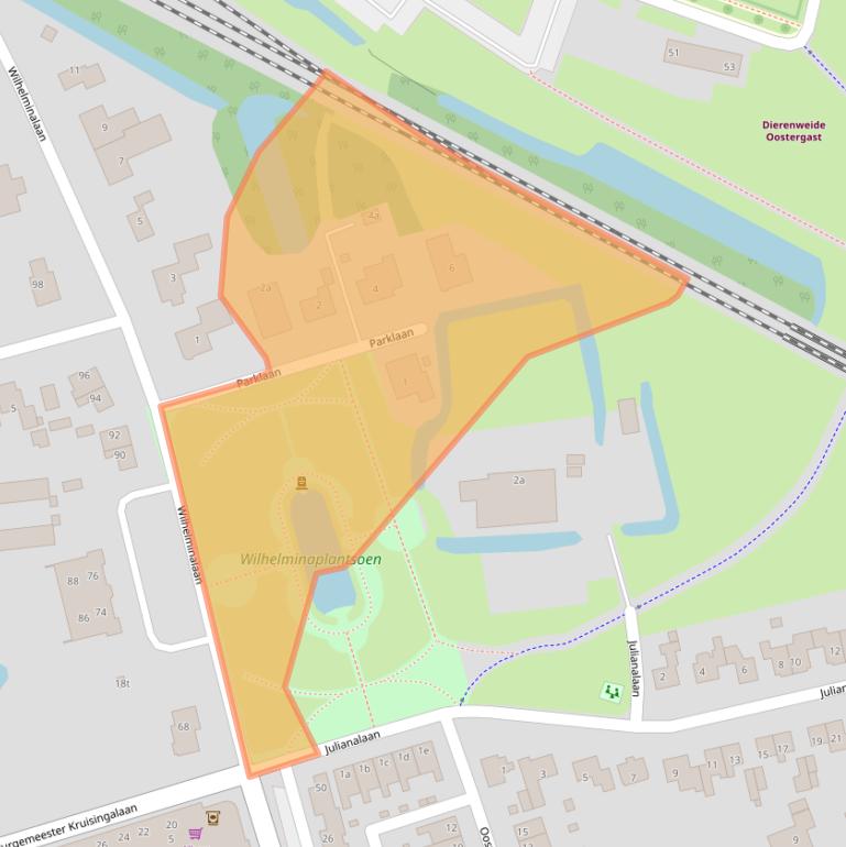 Kaart van postcodegebied 9801BJ.