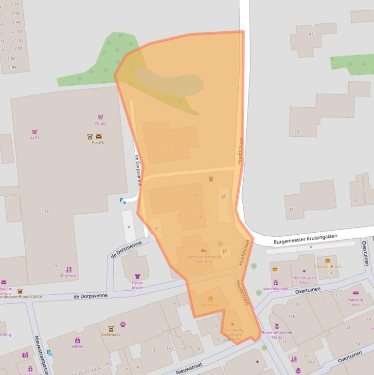 Kaart van postcodegebied 9801BZ.