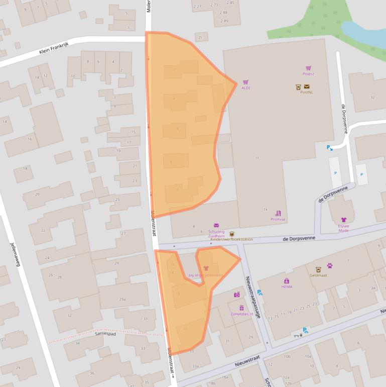 Kaart van postcodegebied 9801CV.