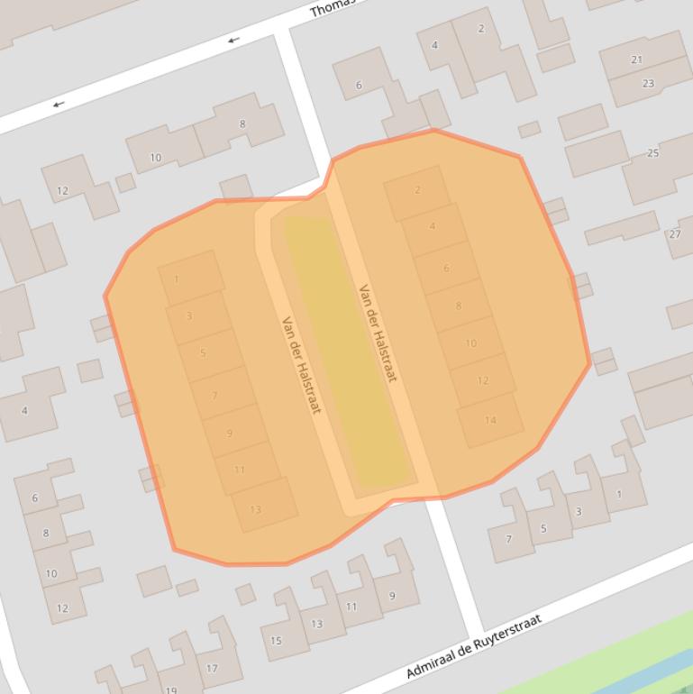Kaart van postcodegebied 9801EJ.