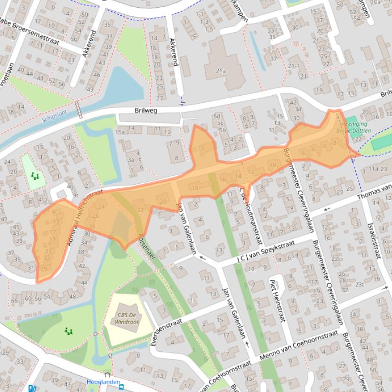 Kaart van postcodegebied 9801EM.