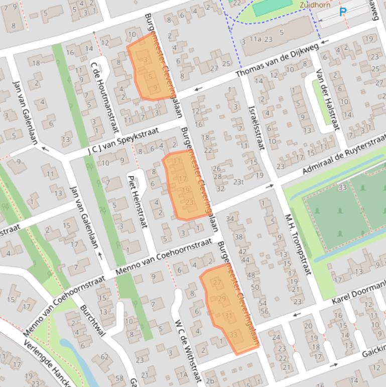 Kaart van postcodegebied 9801EN.