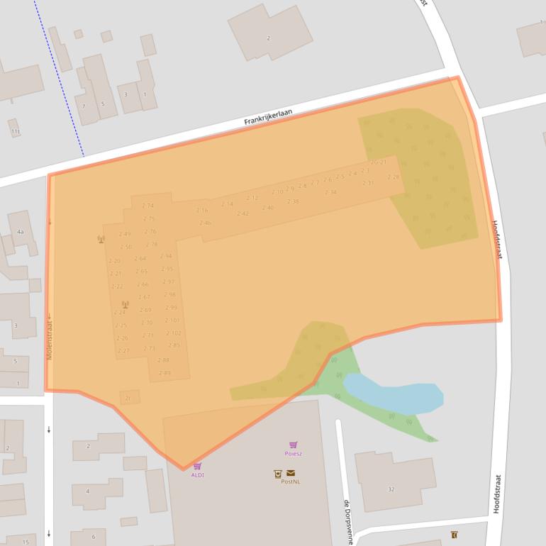 Kaart van postcodegebied 9801HB.