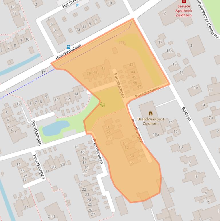 Kaart van postcodegebied 9801JD.