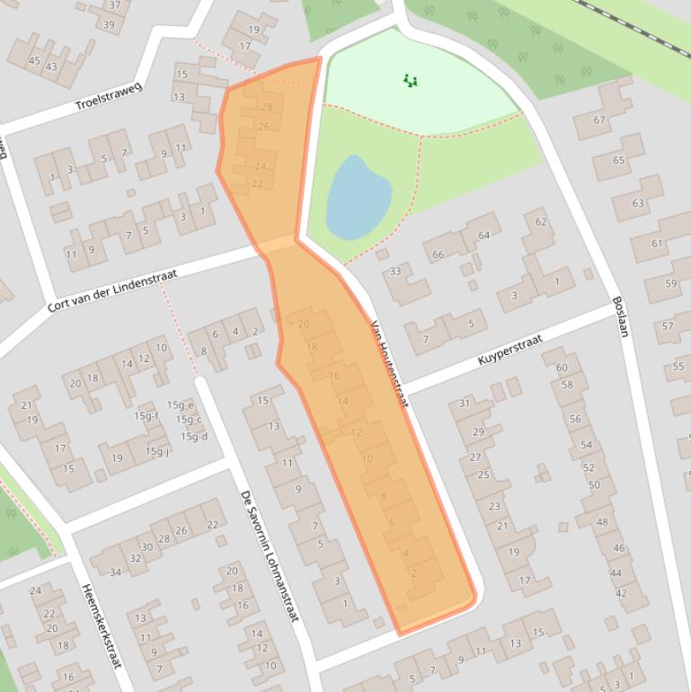 Kaart van postcodegebied 9801KJ.