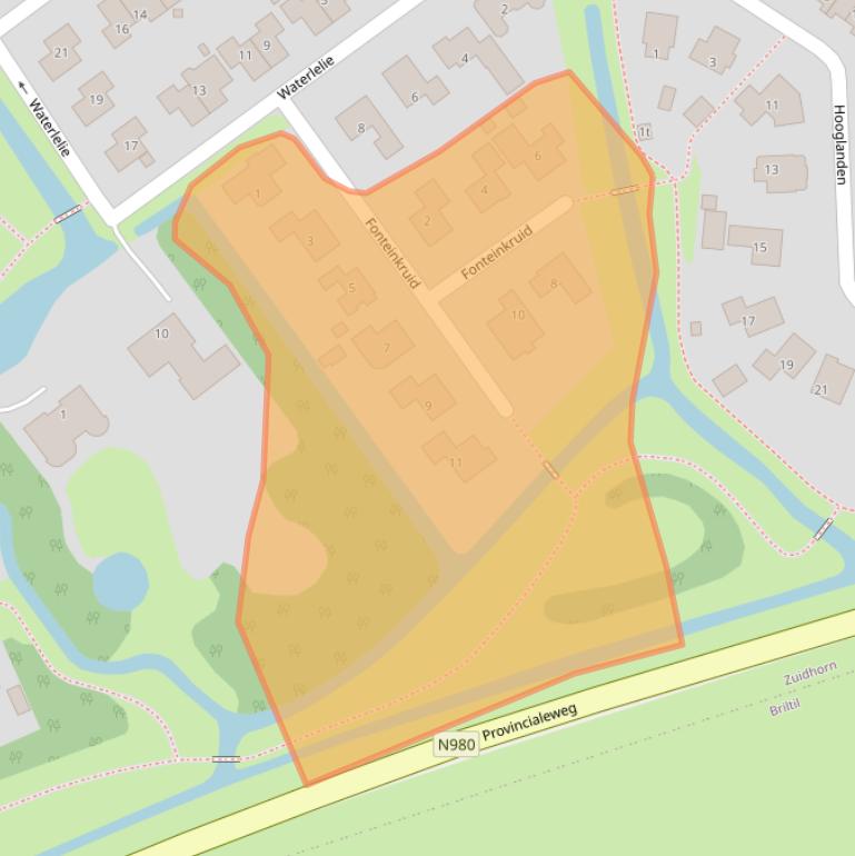 Kaart van postcodegebied 9801LE.