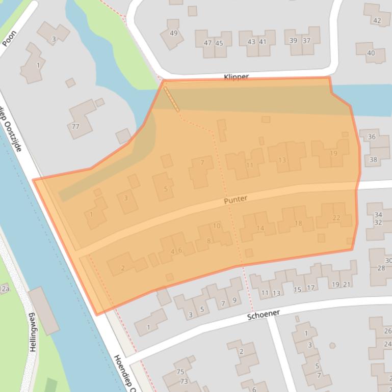 Kaart van postcodegebied 9801MJ.