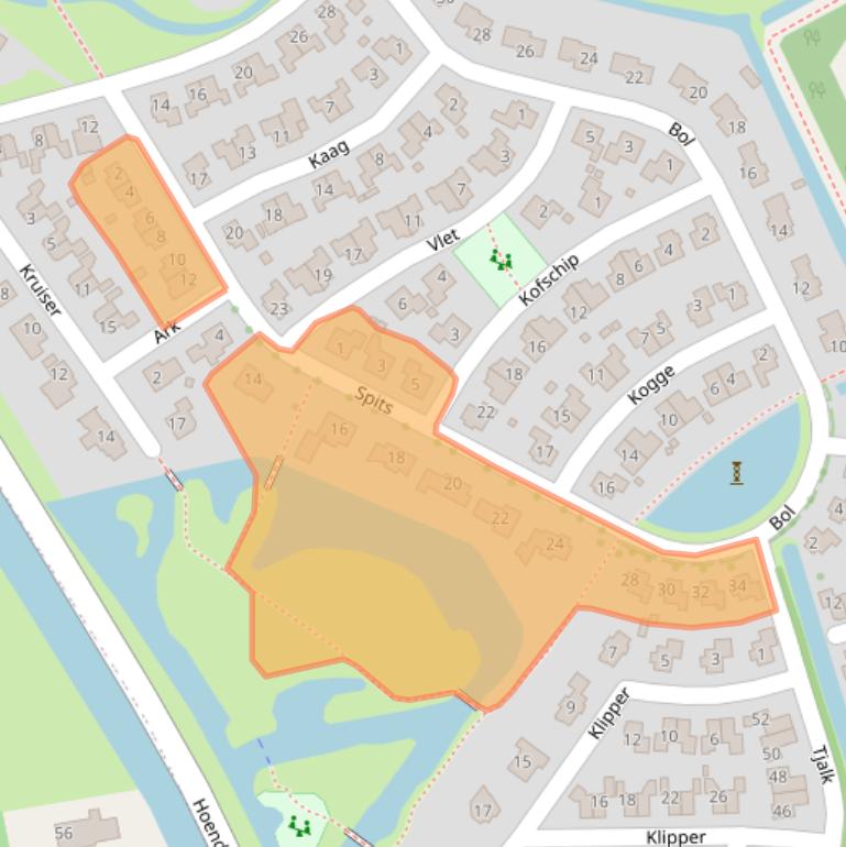 Kaart van postcodegebied 9801RA.