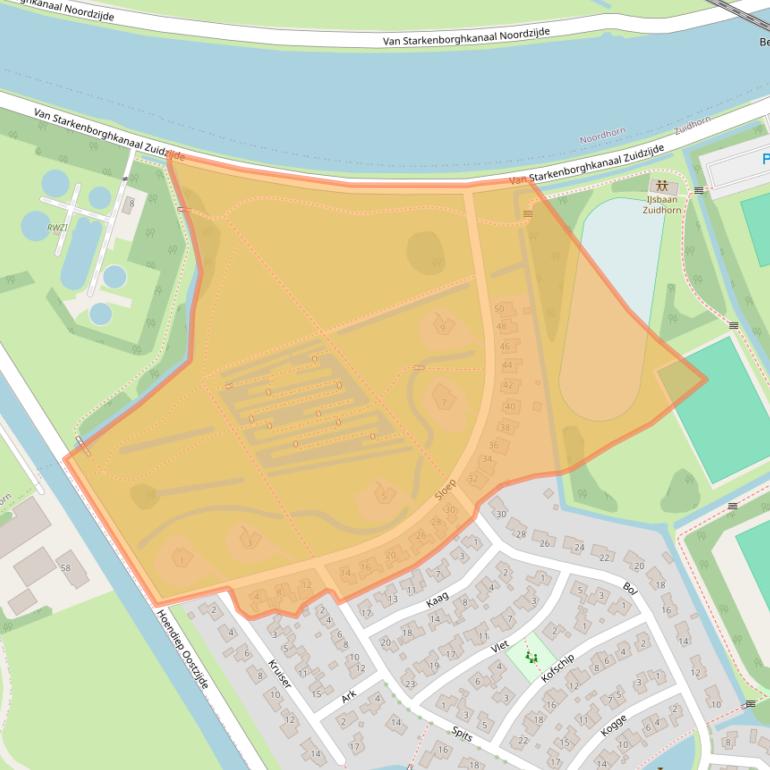 Kaart van postcodegebied 9801RG.