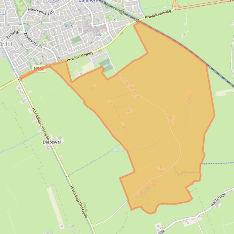 Kaart van postcodegebied 9801TD.