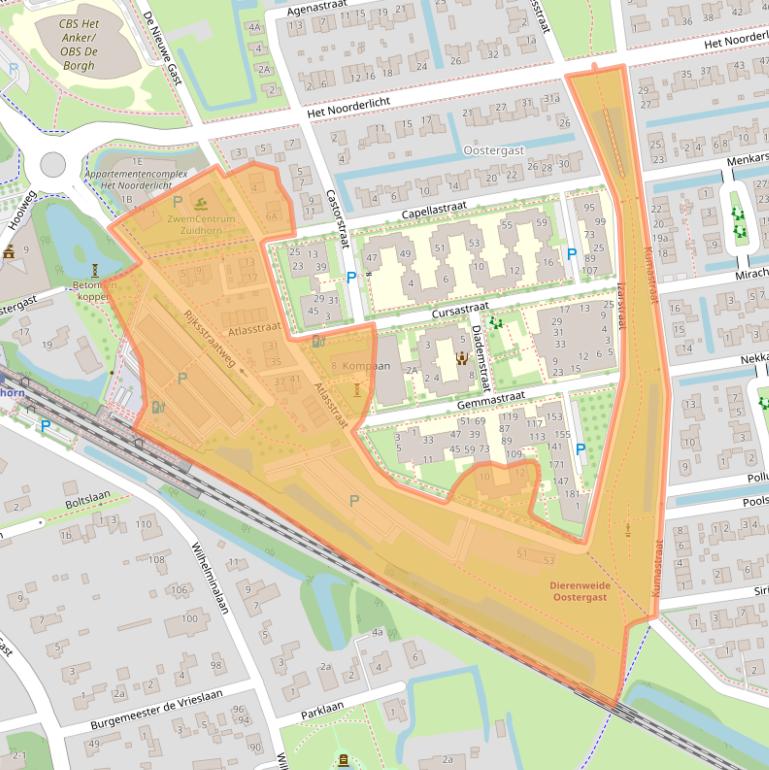 Kaart van postcodegebied 9801VA.