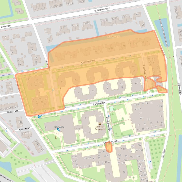 Kaart van postcodegebied 9801VC.