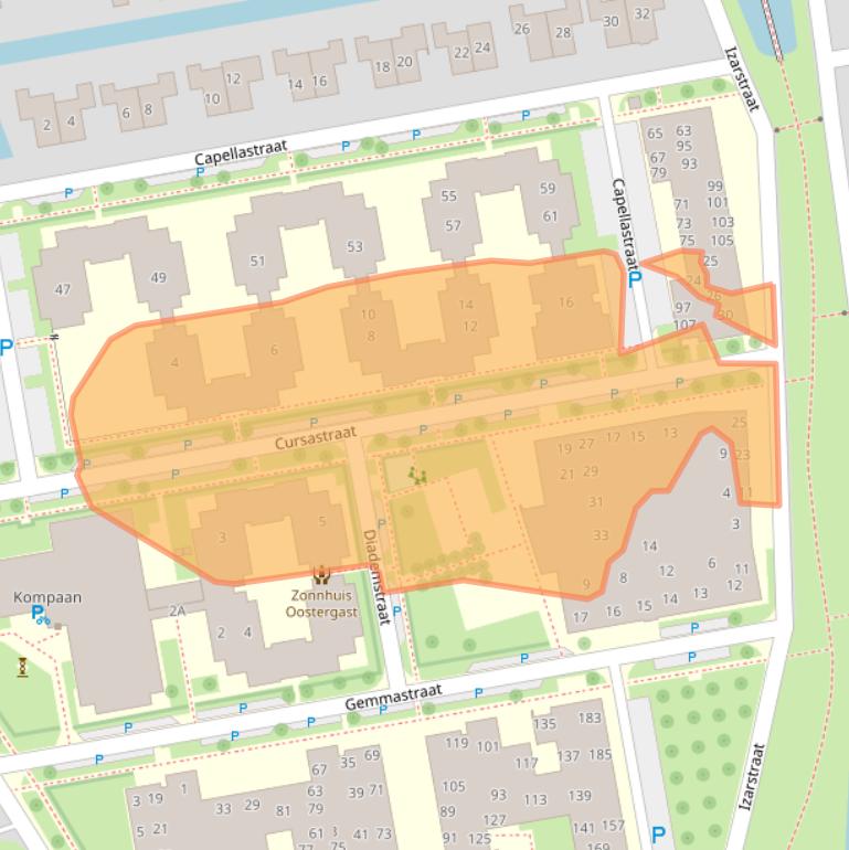 Kaart van postcodegebied 9801VD.