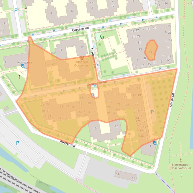 Kaart van postcodegebied 9801VG.