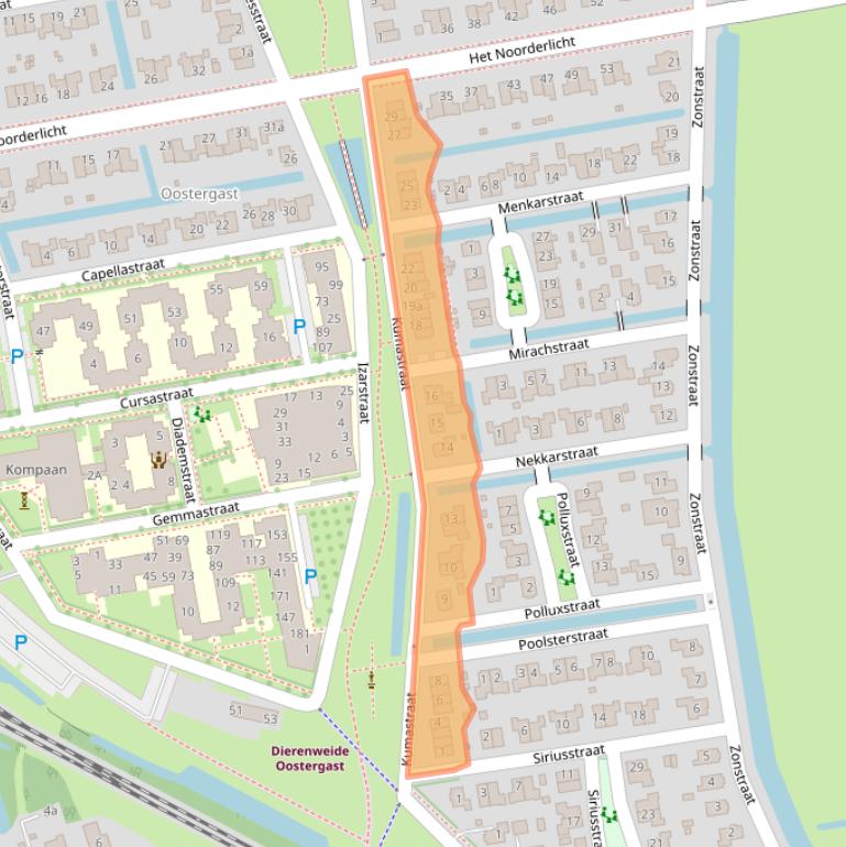 Kaart van postcodegebied 9801VL.