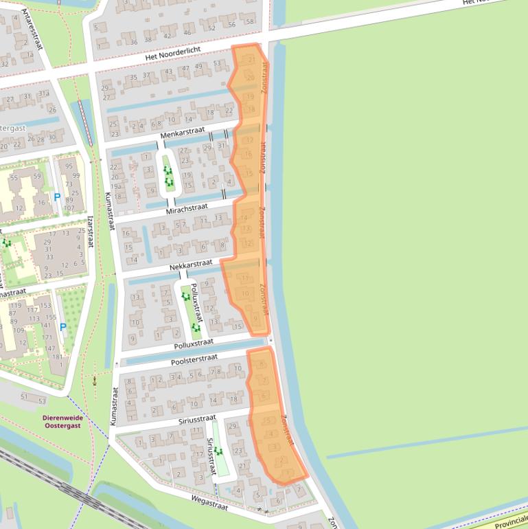 Kaart van postcodegebied 9801VW.