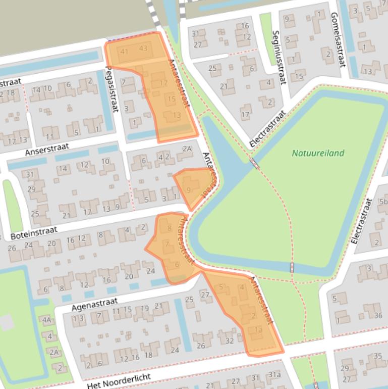 Kaart van postcodegebied 9801WC.