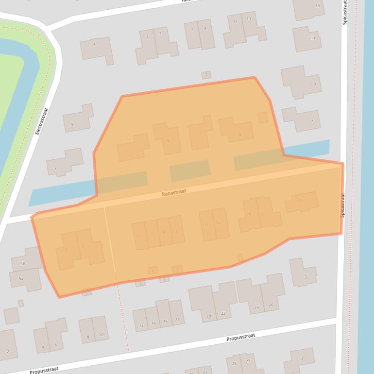 Kaart van postcodegebied 9801WG.