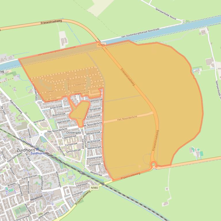 Kaart van postcodegebied 9801WX.