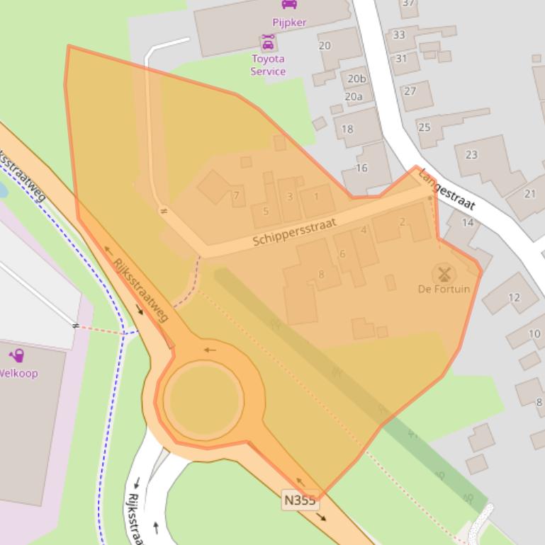 Kaart van postcodegebied 9804PN.