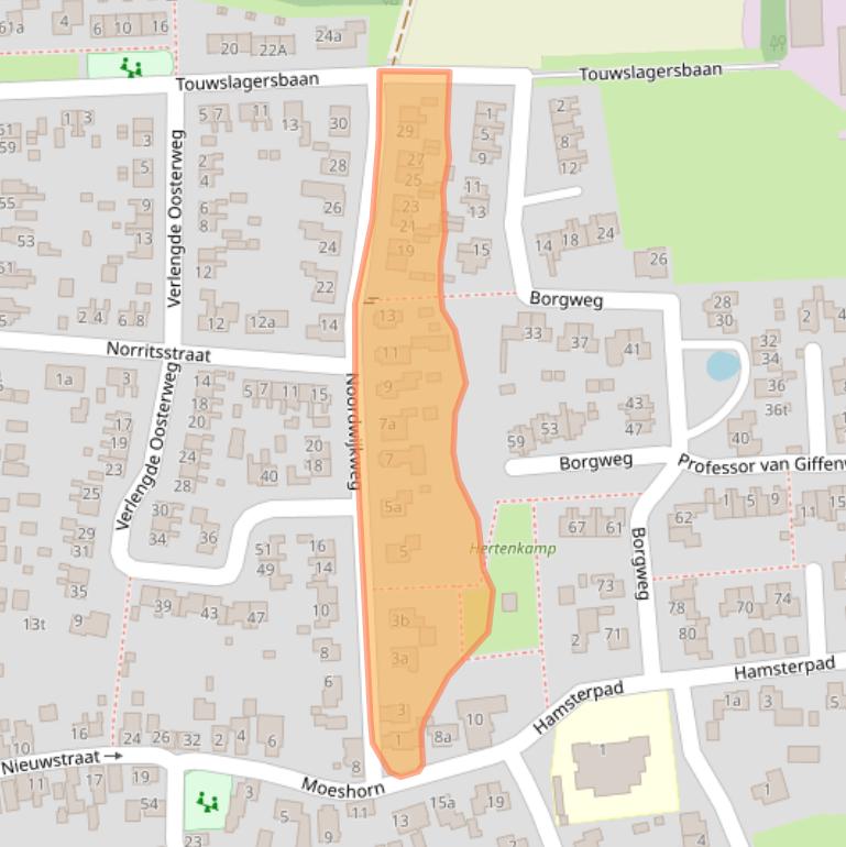Kaart van postcodegebied 9804RA.
