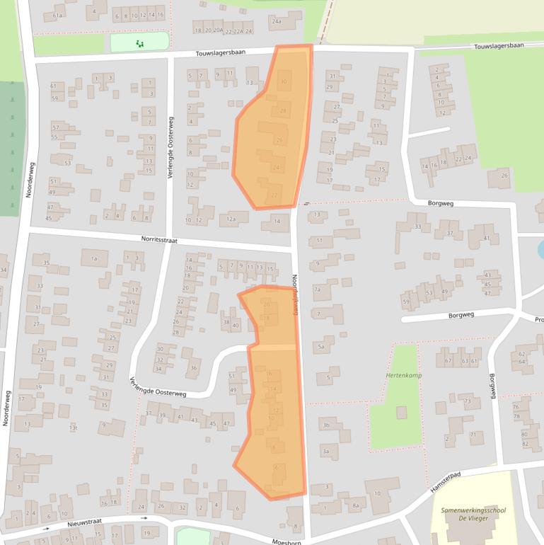 Kaart van postcodegebied 9804RB.