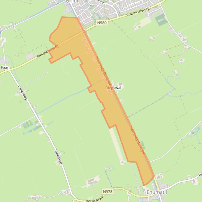 Kaart van postcodegebied 9805TC.