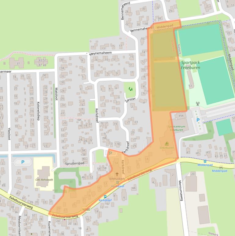 Kaart van postcodegebied 9821PA.