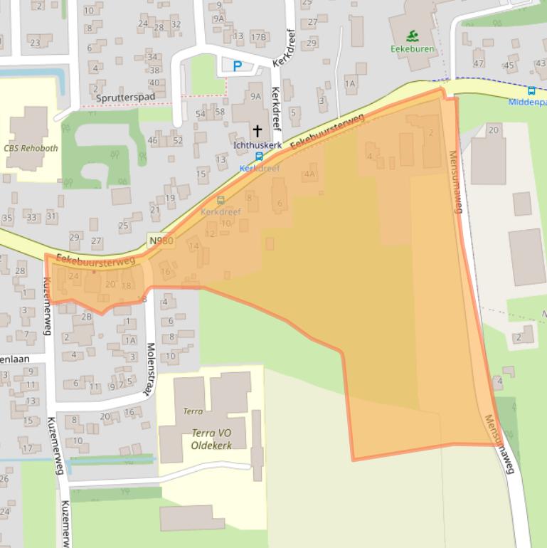 Kaart van postcodegebied 9821PC.