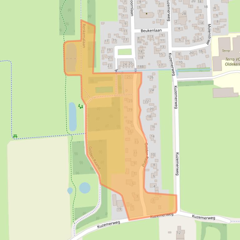 Kaart van postcodegebied 9821TK.