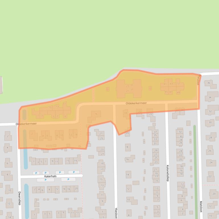 Kaart van postcodegebied 9821TP.