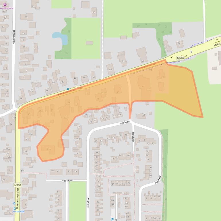 Kaart van postcodegebied 9822AB.