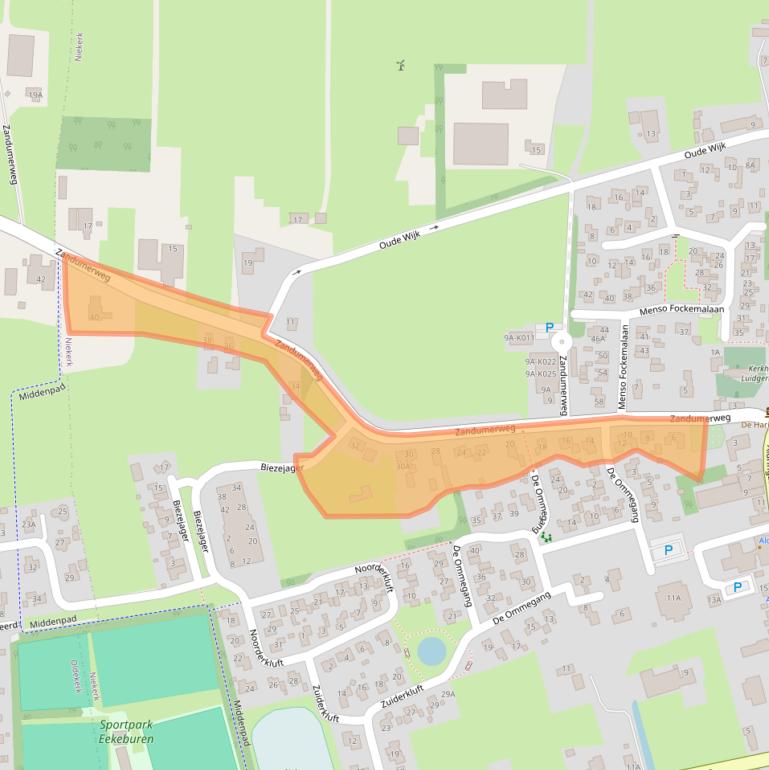 Kaart van postcodegebied 9822AL.