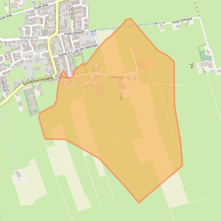 Kaart van postcodegebied 9822AR.