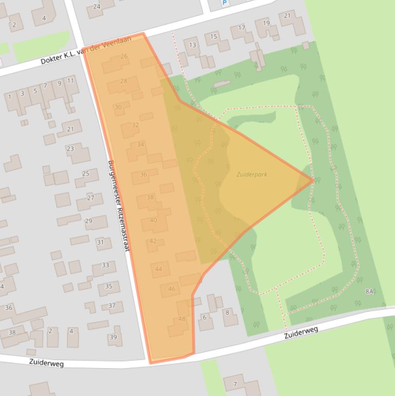 Kaart van postcodegebied 9822AV.