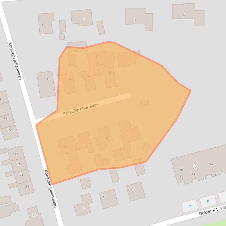 Kaart van postcodegebied 9822BC.