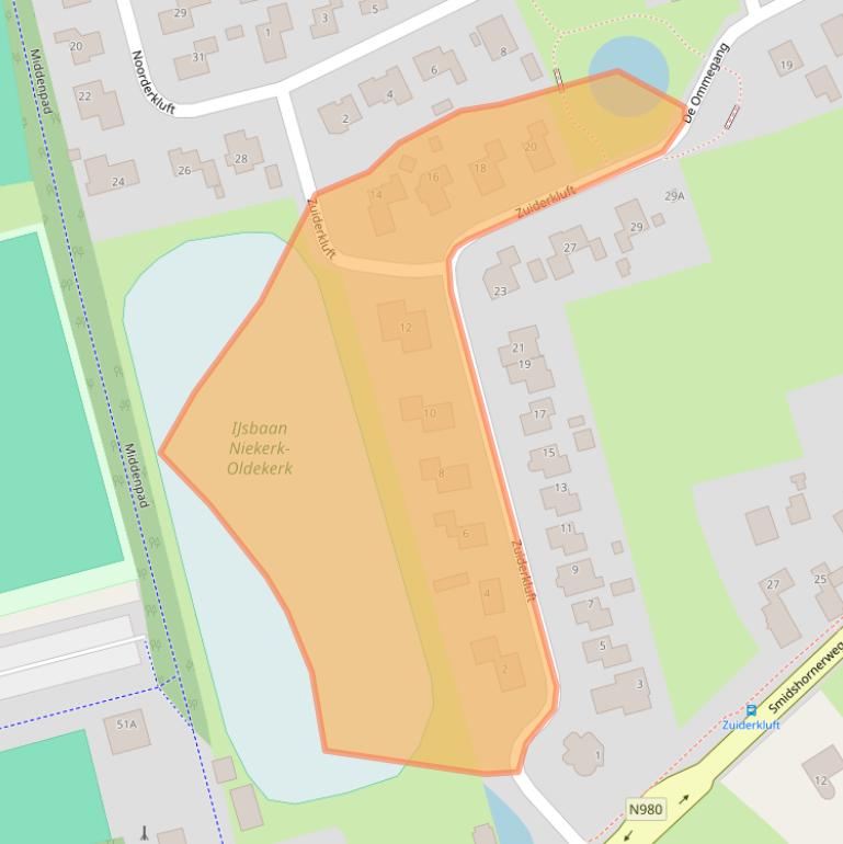 Kaart van postcodegebied 9822CA.