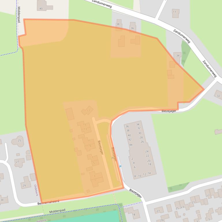 Kaart van postcodegebied 9822CE.