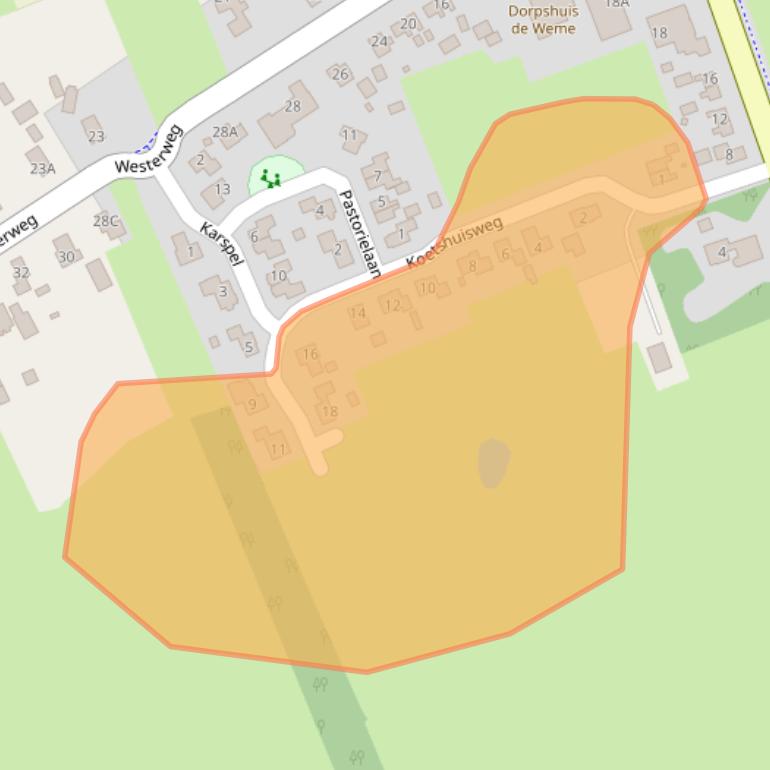 Kaart van postcodegebied 9824PJ.