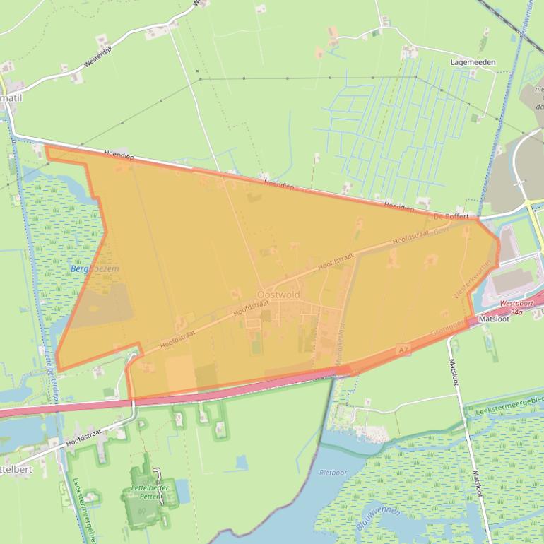 Kaartafbeelding, ingezoomd op postcodegebied 9828.