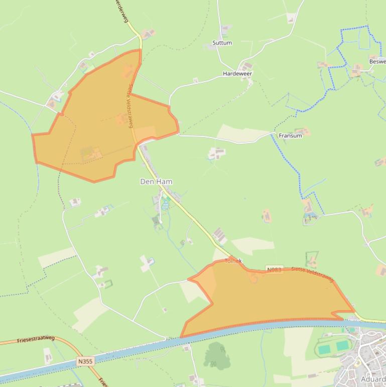 Kaart van postcodegebied 9833TA.