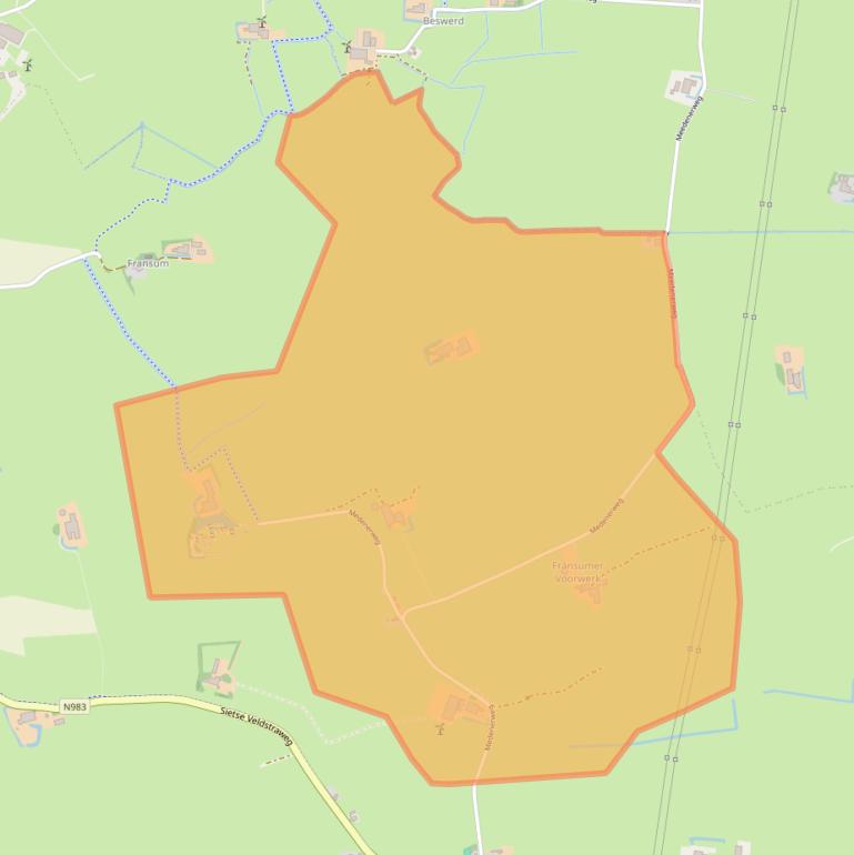 Kaart van postcodegebied 9833TD.