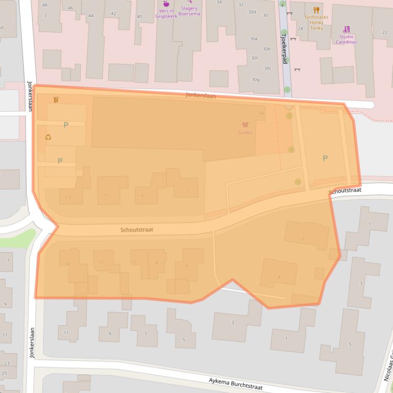 Kaart van postcodegebied 9843BD.