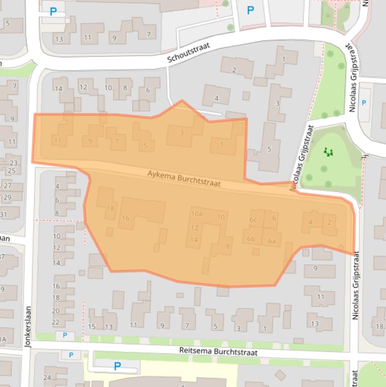 Kaart van postcodegebied 9843BE.