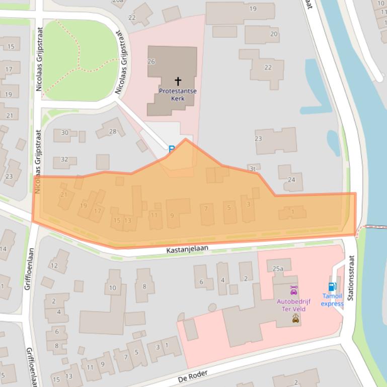 Kaart van postcodegebied 9843BH.