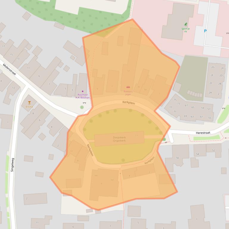 Kaart van postcodegebied 9843HB.