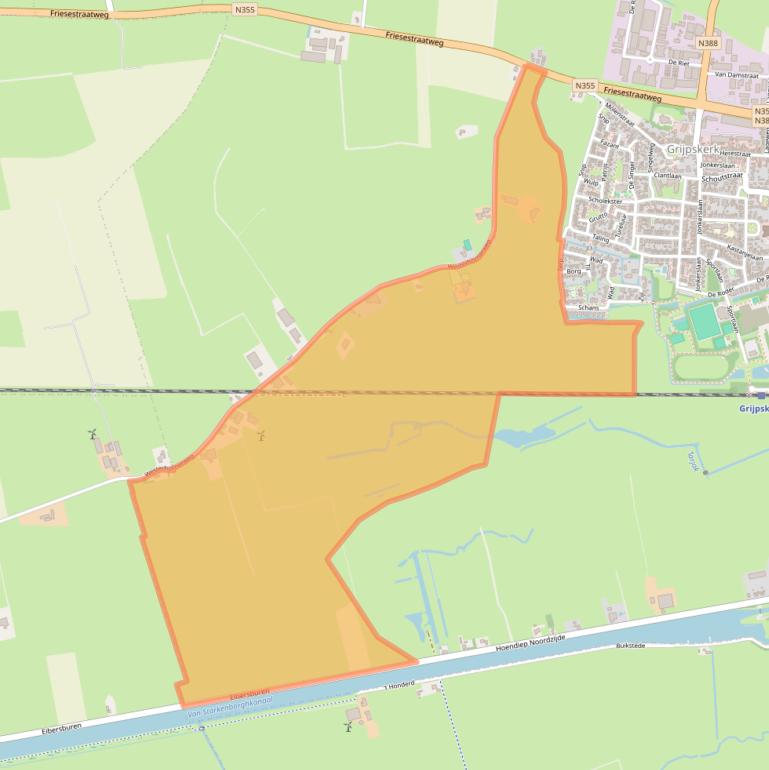 Kaart van postcodegebied 9843TN.