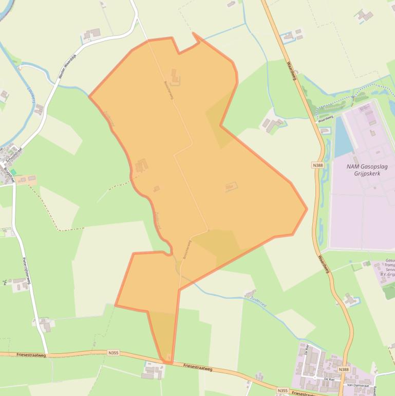 Kaart van postcodegebied 9843TP.